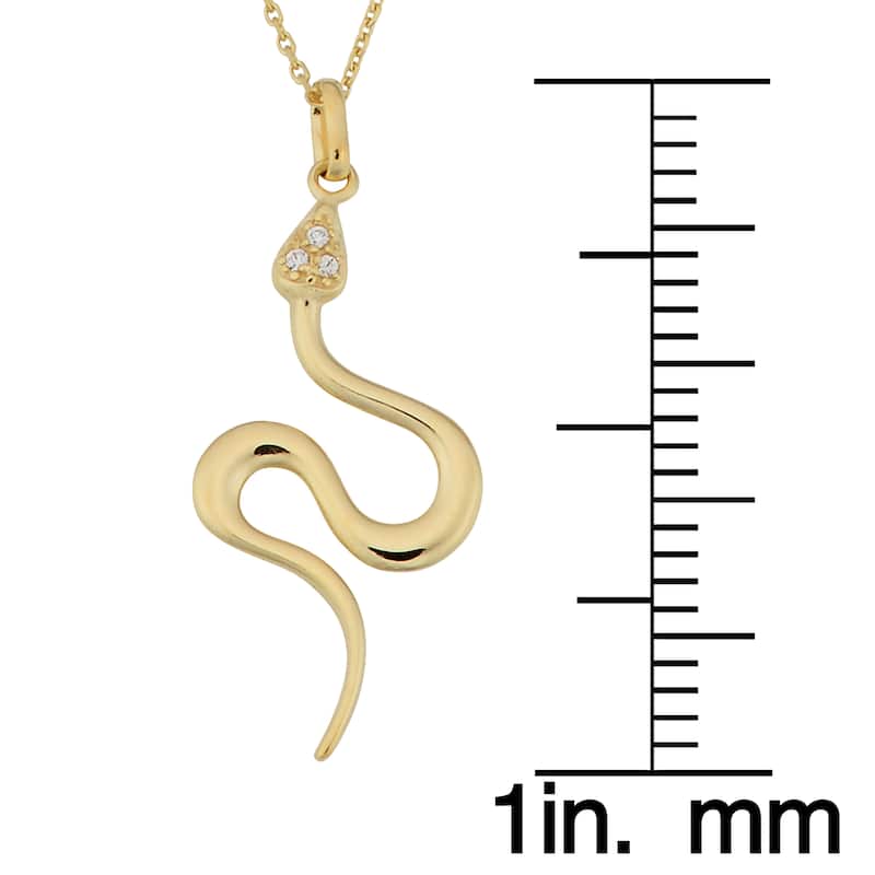 Fremada Italian 14k Yellow Gold with Cubic Zirconia Accent Snake Pendant Necklace