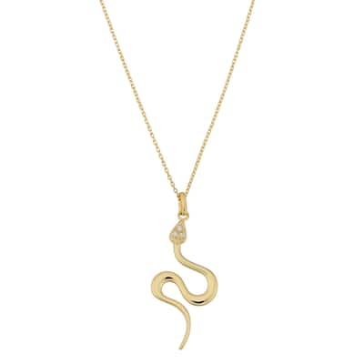 Fremada Italian 14k Yellow Gold with Cubic Zirconia Accent Snake Pendant Necklace