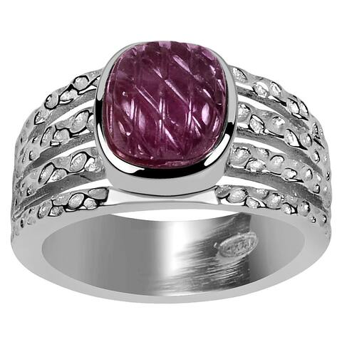 Ruby Sterling Silver Cushion Filigree Ring by Orchid Jewelry