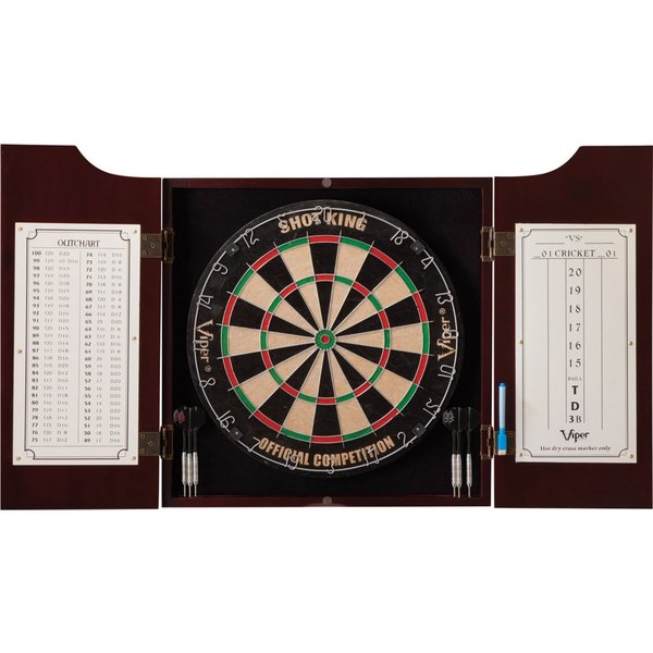 Viper Hudson Pine Dartboard Cabinet & Sisal Dartboard & Steel Tip Darts All-In-One Dart Center / Mod