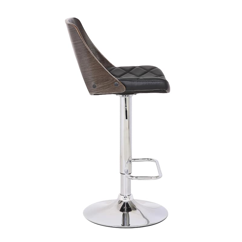 Mid Century Modern Wood/ Metal Adjustable Swivel Barstool