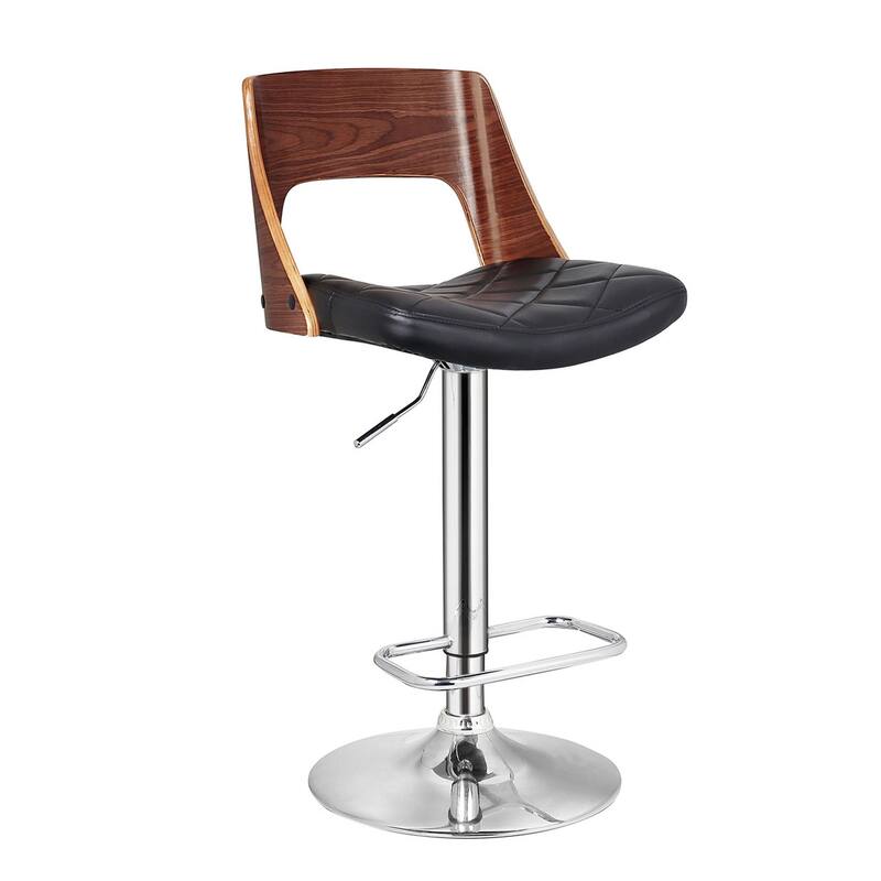 Mid Century Modern Wood/ Metal Adjustable Swivel Barstool