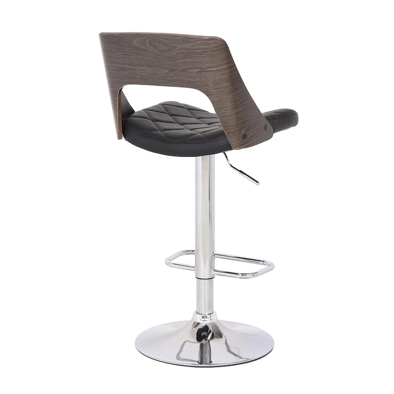 Mid Century Modern Wood/ Metal Adjustable Swivel Barstool