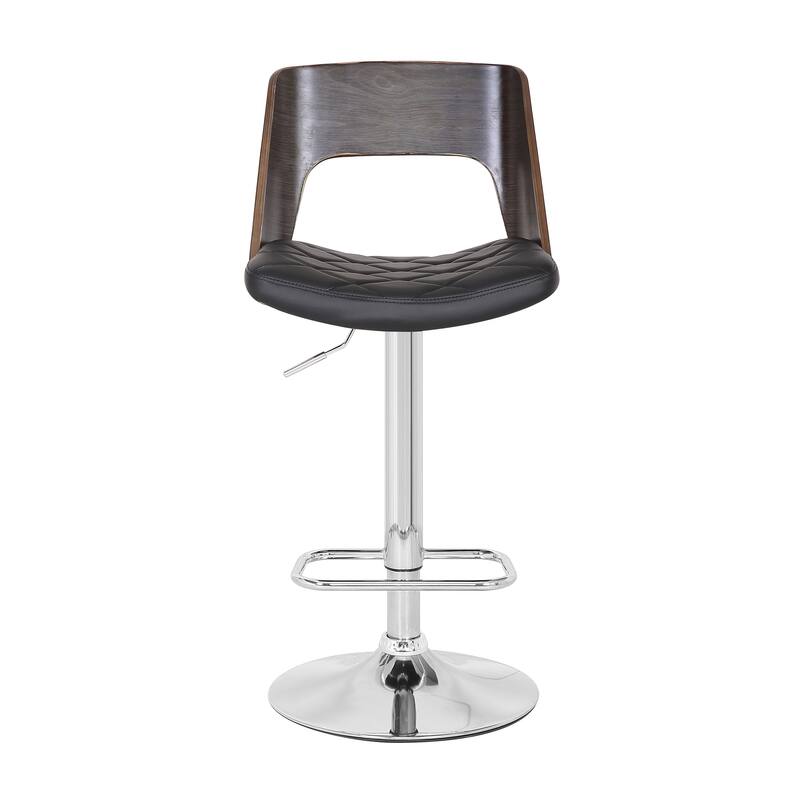 Mid Century Modern Wood/ Metal Adjustable Swivel Barstool