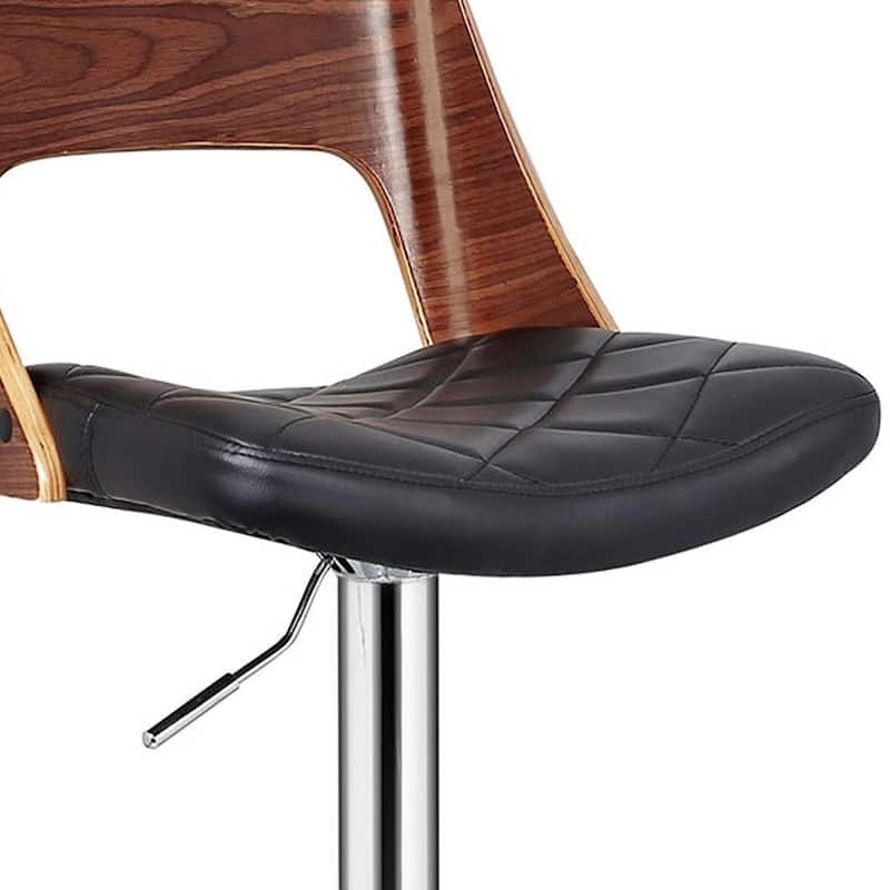 Mid Century Modern Wood/ Metal Adjustable Swivel Barstool - Brown/Black