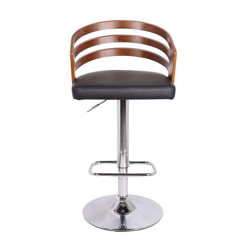 Bentwood Modern Contemporary Adjustable Bar Stool - Black/ Walnut