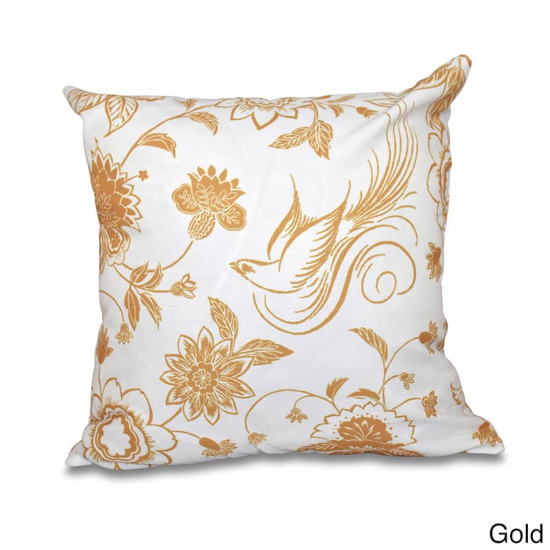 Traditional Bird Floral 18 x 18-inch Outdoor Pillow - Yellow