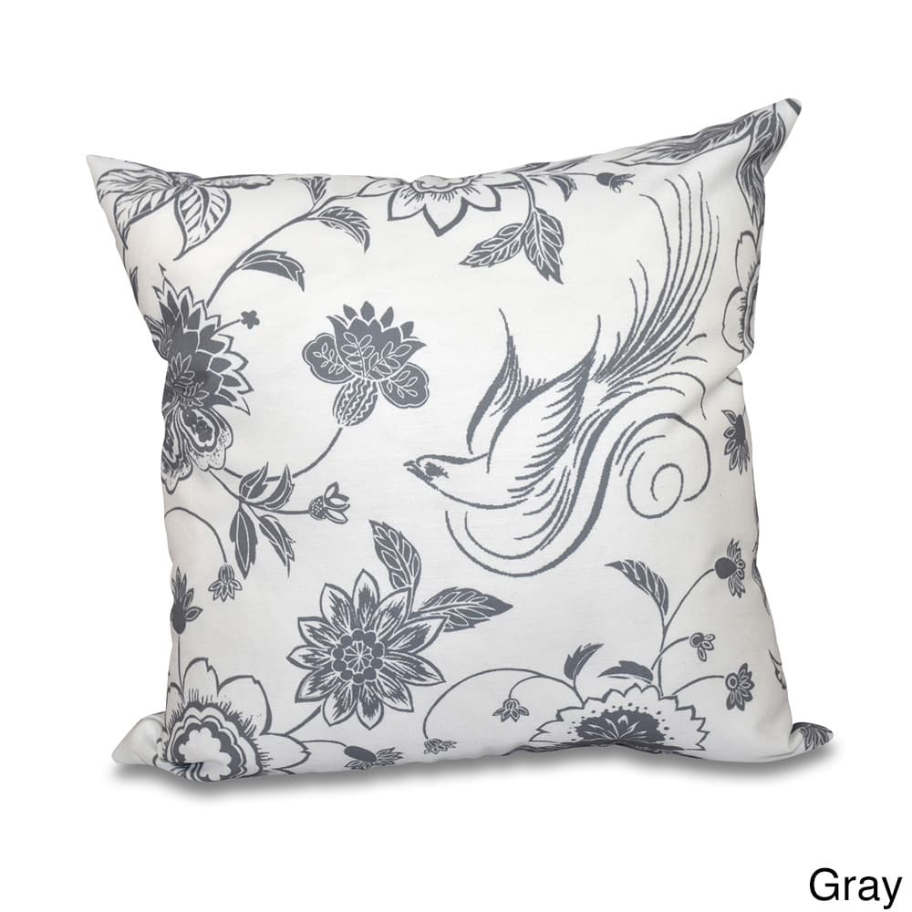 Traditional Bird Floral 18 x 18-inch Outdoor Pillow
