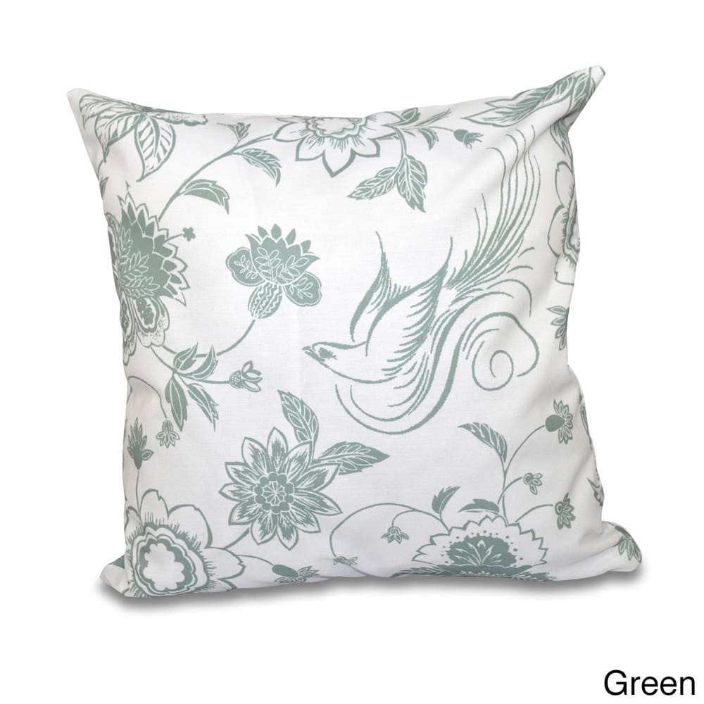 Traditional Bird Floral 18 x 18-inch Outdoor Pillow