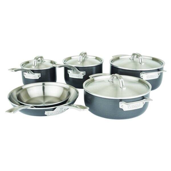 Viking Hard Stainless 5 Ply Cookware With Hard Anodized Exterior And Stainless Interior 10 Pc Cookware Set