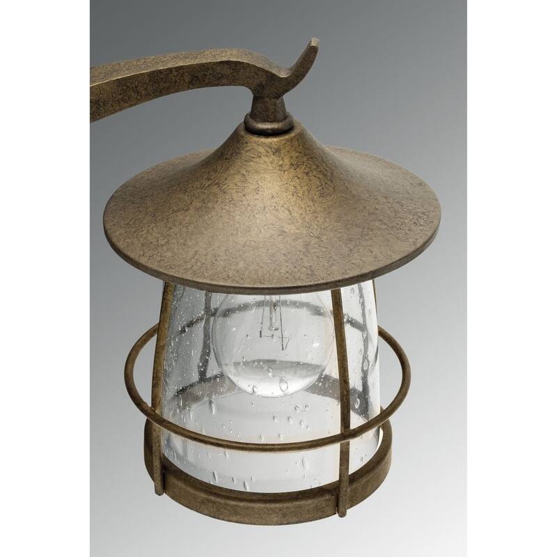 Progress Lighting Prairie One Light Wall Lantern with Seeded Clear Glass and Iron Black Finish
