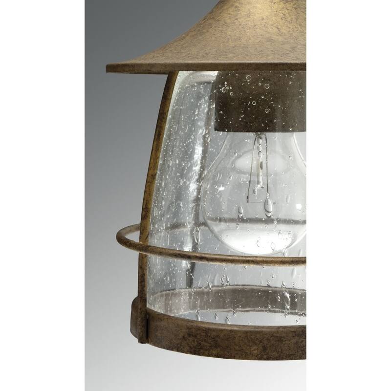 Progress Lighting Prairie One Light Wall Lantern with Seeded Clear Glass and Iron Black Finish