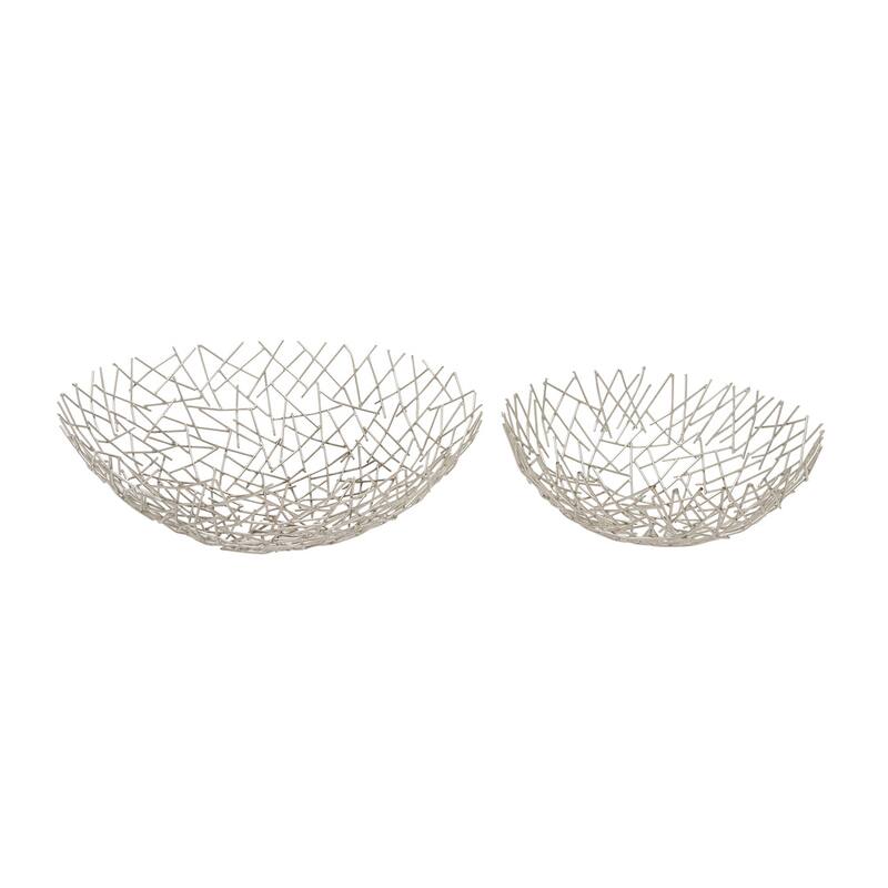 Metal Bowl 13-inch, 16-inch (Set of 2) - S/2 13", 16"W - Silver