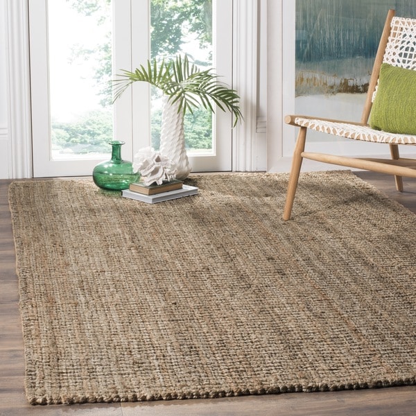 Safavieh Casual Natural Fiber Hand-Woven Natural / Grey Chunky Thick Jute Rug (5' x 8')