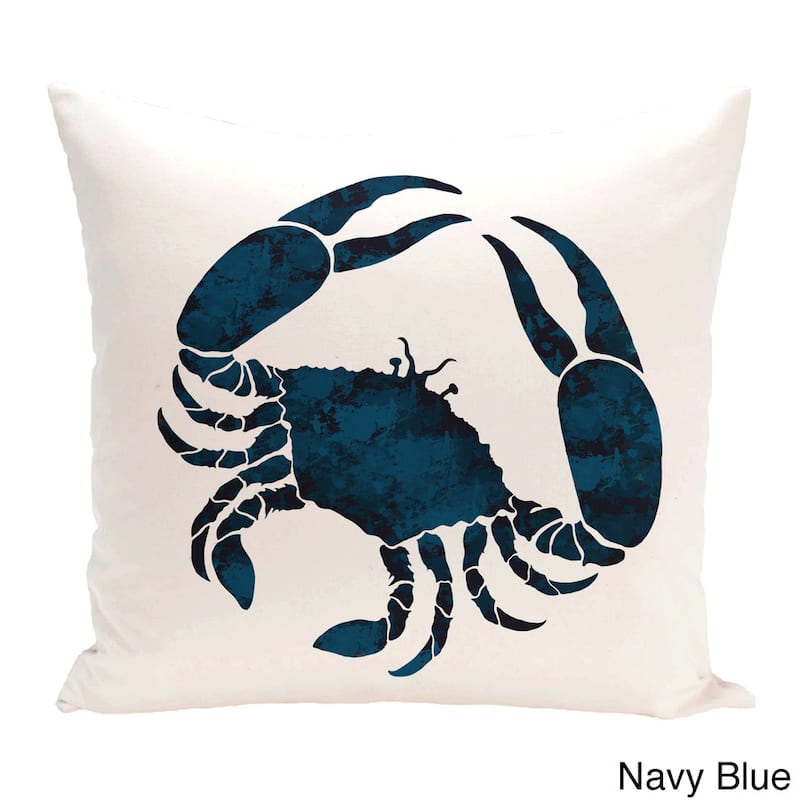 Crab Animal Print 20 x 20-inch Outdoor Pillow - Navy