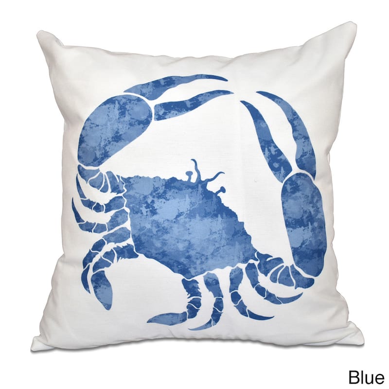 Crab Animal Print 20 x 20-inch Outdoor Pillow - Blue