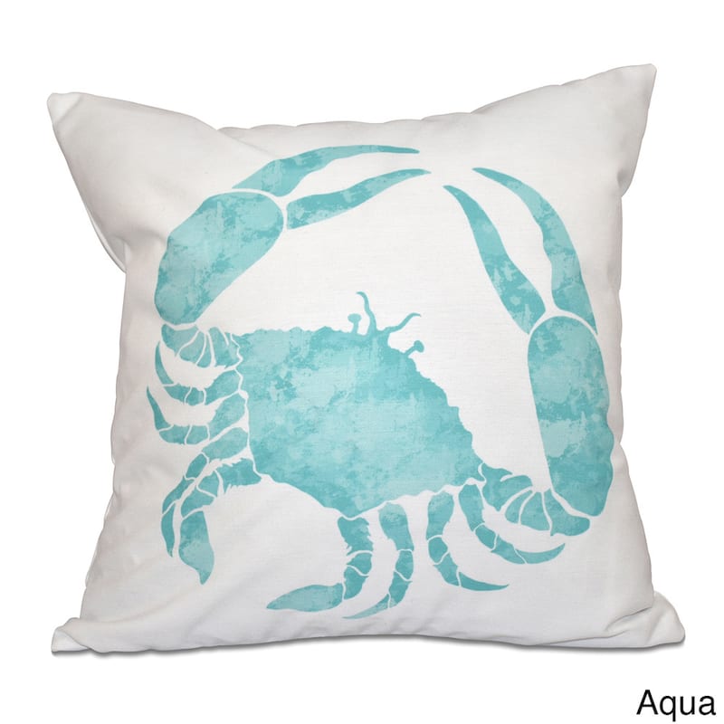 Crab Animal Print 20 x 20-inch Outdoor Pillow - Teal