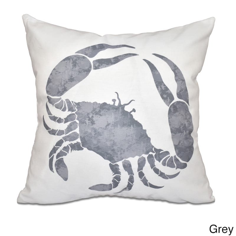 Crab Animal Print 20 x 20-inch Outdoor Pillow - Grey