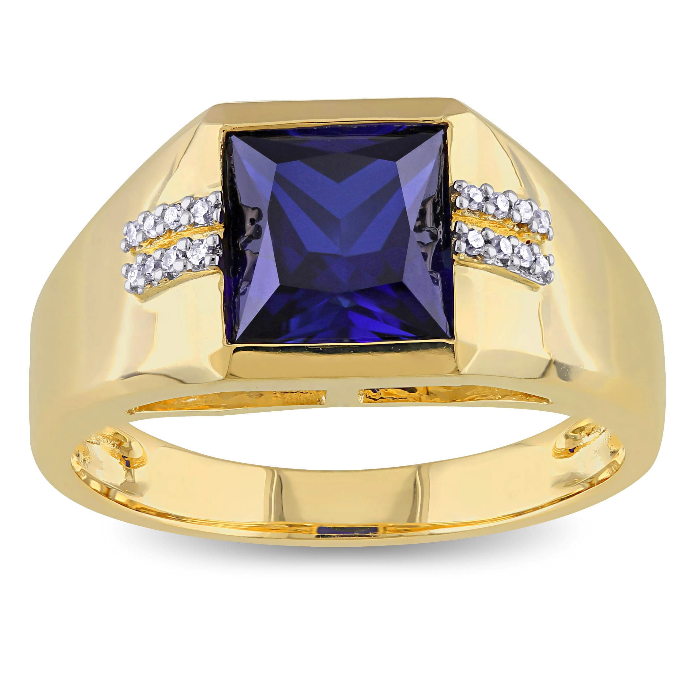 8 10k Yellow Gold Syntetic blue gemstone ring ajr65 Size