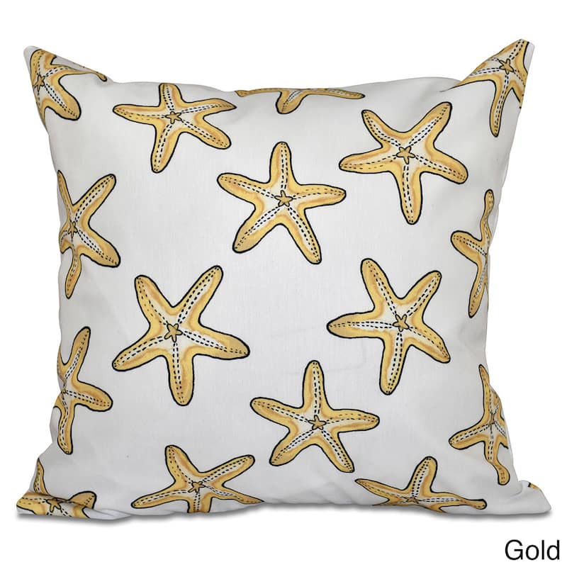 Soft Starfish Geometric Print 18 x 18-inch Outdoor Pillow - Yellow