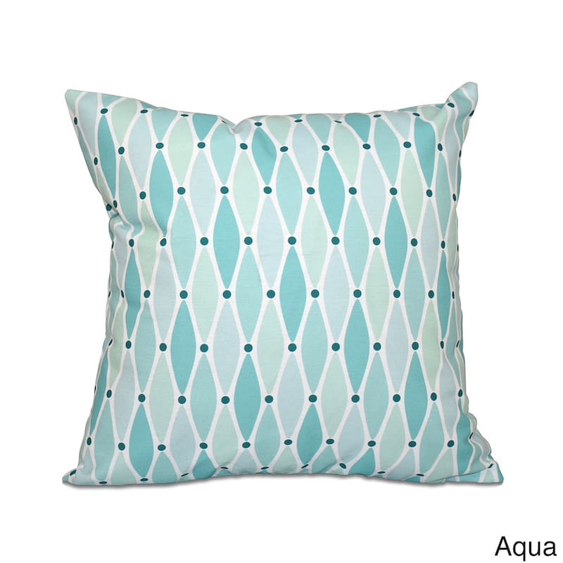 Wavy Geometric Print 18 x 18-inch Outdoor Pillow - Aqua