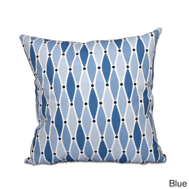 Wavy Geometric Print 18 x 18-inch Outdoor Pillow - Blue