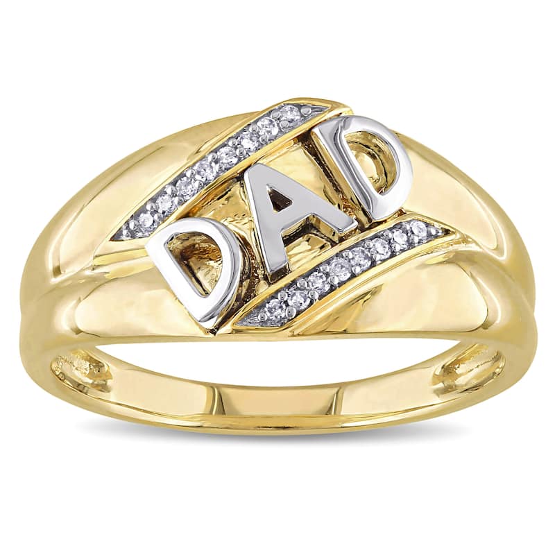 Miadora 10k Yellow Gold Diamond Accent Mens Dad Ring - White