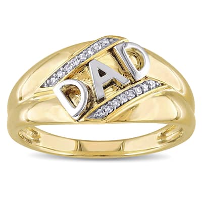 Miadora 10k Yellow Gold Diamond Accent Mens Dad Ring - White