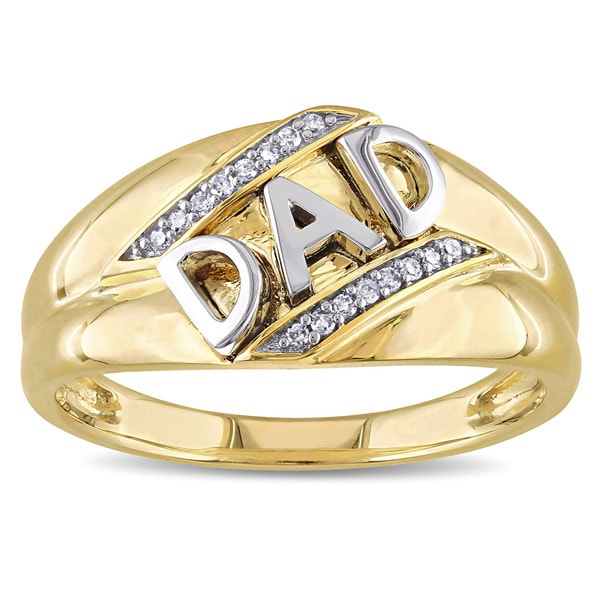 Shop Miadora 10k Yellow Gold Diamond Accent Mens Dad Ring - On Sale - Free Shipping Today ...