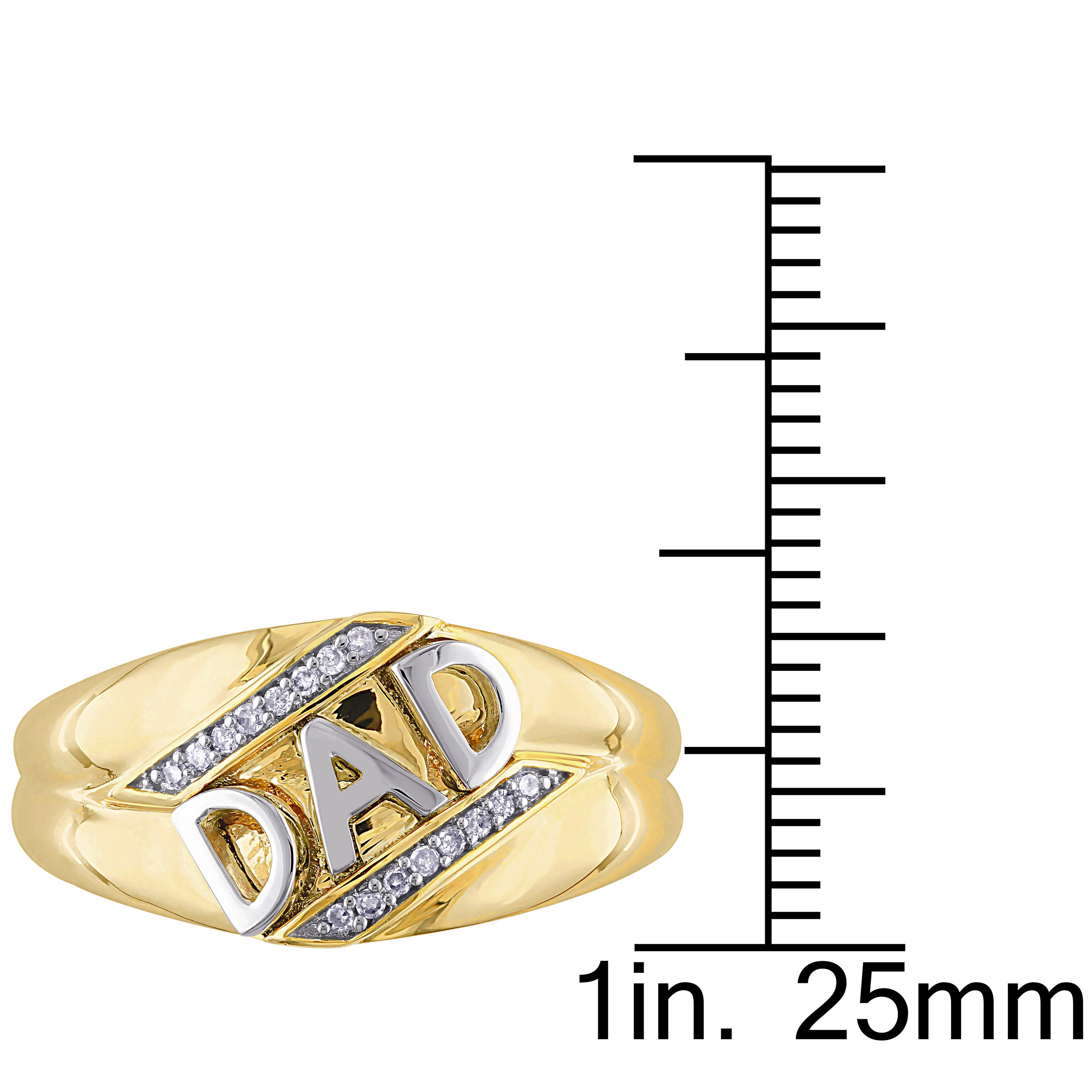 Mens Diamond Accent DAD Slant Nugget Ring in 10K Solid Gold For Fathers Day Gift