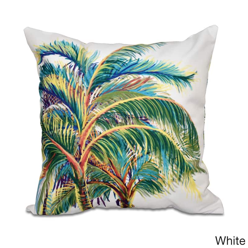 Vacation Floral Print 18 x 18-inch Outdoor Pillow - White