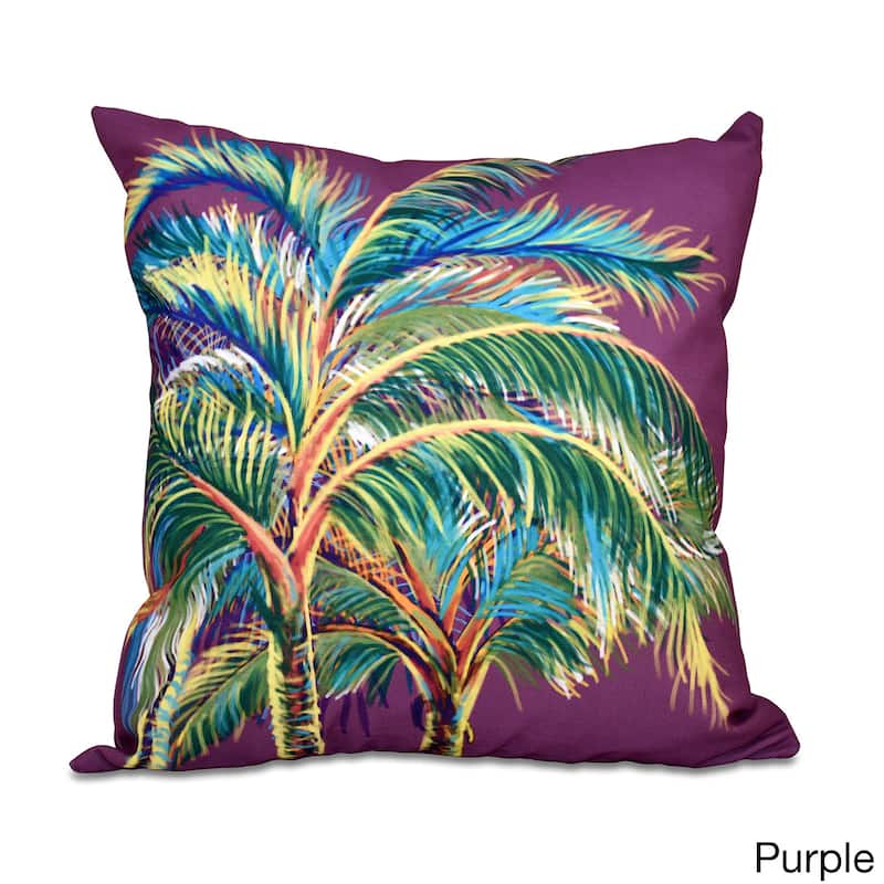 Vacation Floral Print 18 x 18-inch Outdoor Pillow - Purple