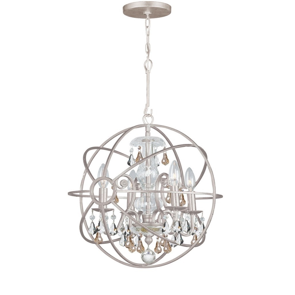 Crystorama Solaris Collection 4-light Olde Silver Mini Chandelier - Chandeliers For Bedrooms by Overstock.com