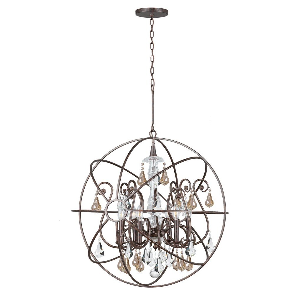 Crystorama Solaris Collection 6-light English Bronze Chandelier - Chandeliers For Bedrooms by Overstock.com