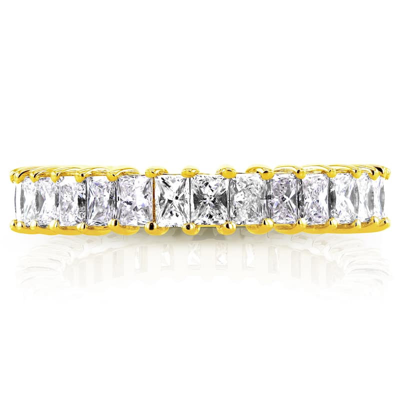 Kobelli 3.79 Carat Natural Diamond 14k Solid Yellow Gold Princess Baguette Diamond Eternity Ring