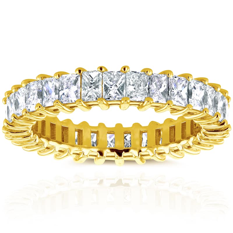 Kobelli 3.79 Carat Natural Diamond 14k Solid Yellow Gold Princess Baguette Diamond Eternity Ring - 6.5