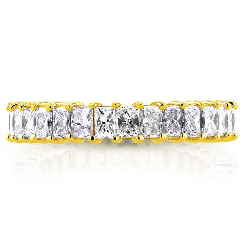 Annello by Kobelli 14k Yellow Gold 3 7/8ct TDW Princess Baguette Diamond Eternity Band