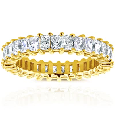 Annello by Kobelli 14k Yellow Gold 3 7/8ct TDW Princess Baguette Diamond Eternity Band