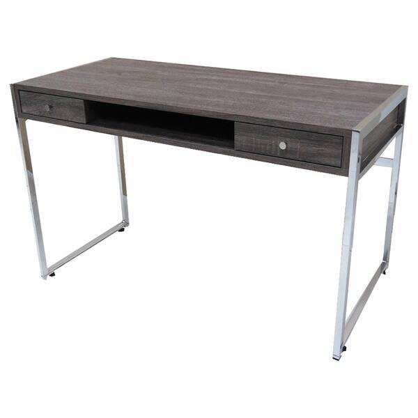 Shop Dark Driftwood Chrome Desk On Sale Overstock 11723426