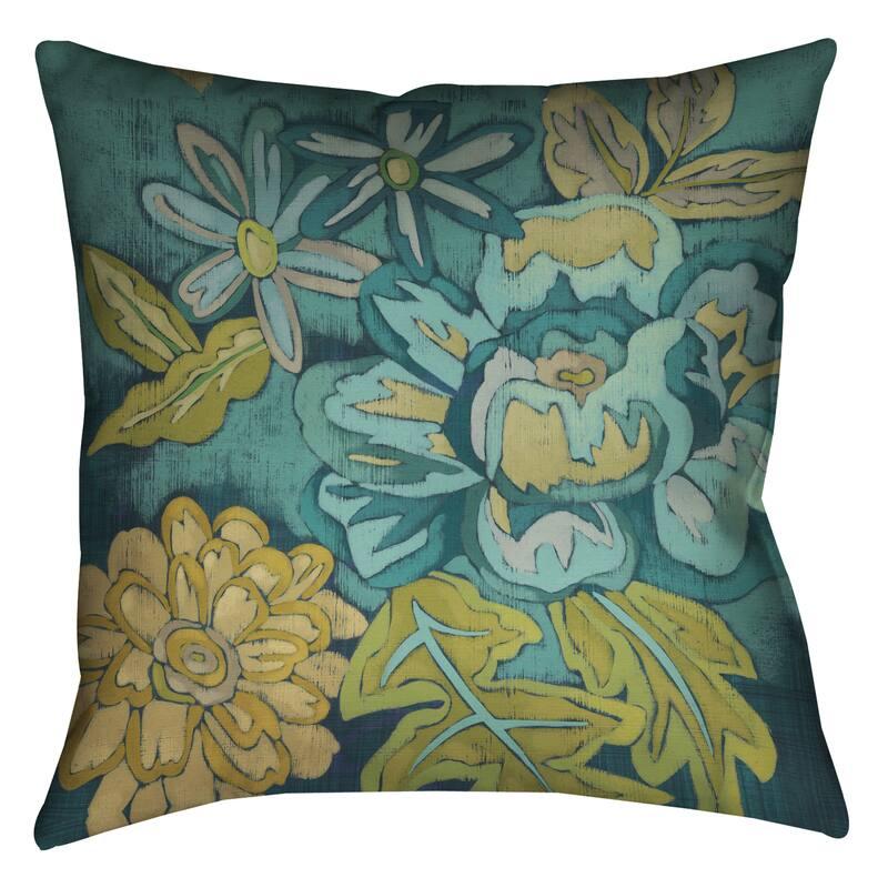 Laural Home Teal Florals II Decorative 18-inch Pillow