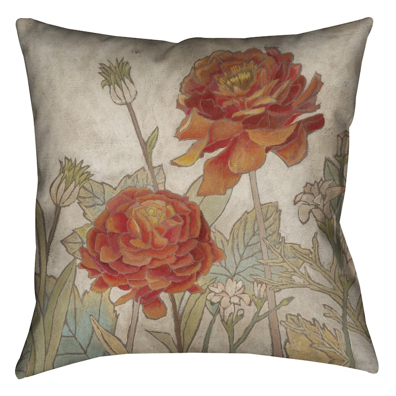 Laural Home Red Blooms II Decorative 18-inch Pillow