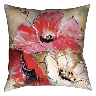 Laural Home Red Poppies Decorative 18-inch Throw Pillow