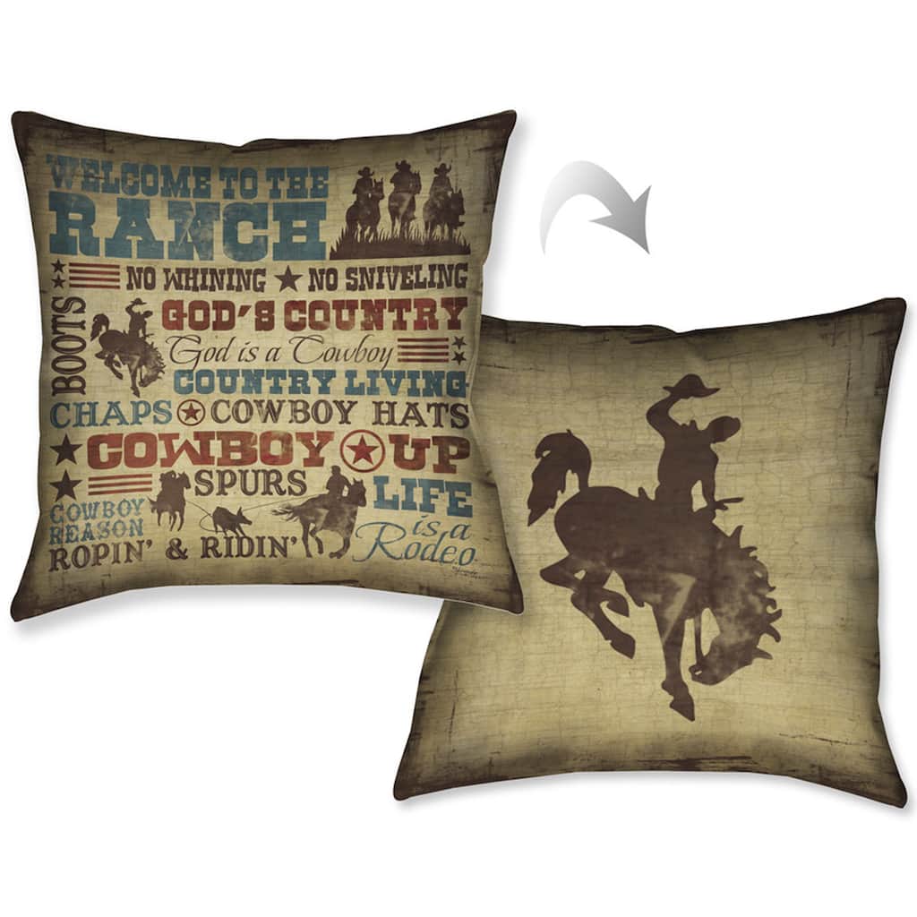 Laural Home Rodeo Words Decorative 18-inch Pillow
