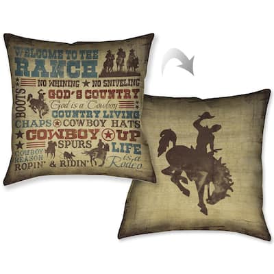 Laural Home Rodeo Words Decorative 18-inch Pillow