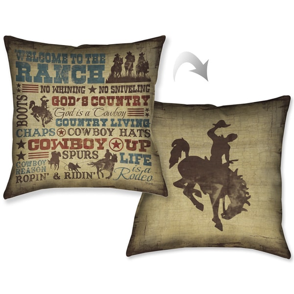 Laural Home Rodeo Words Decorative 18 inch Pillow On Sale Bed