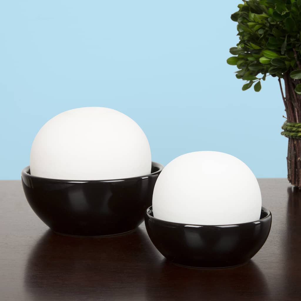 Set of 2 Portable Humidifiers - Non-Electric Humidifier Set for Home Office - Ceramic Apartment Essentials by Bluestone (Black)