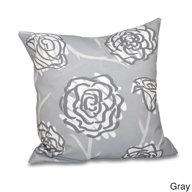 Spring Floral 2 Floral 20 x 20-inch Outdoor Pillow - Grey