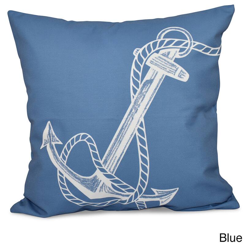 Anchored Geometric Print 20 x 20-inch Outdoor Pillow - Blue