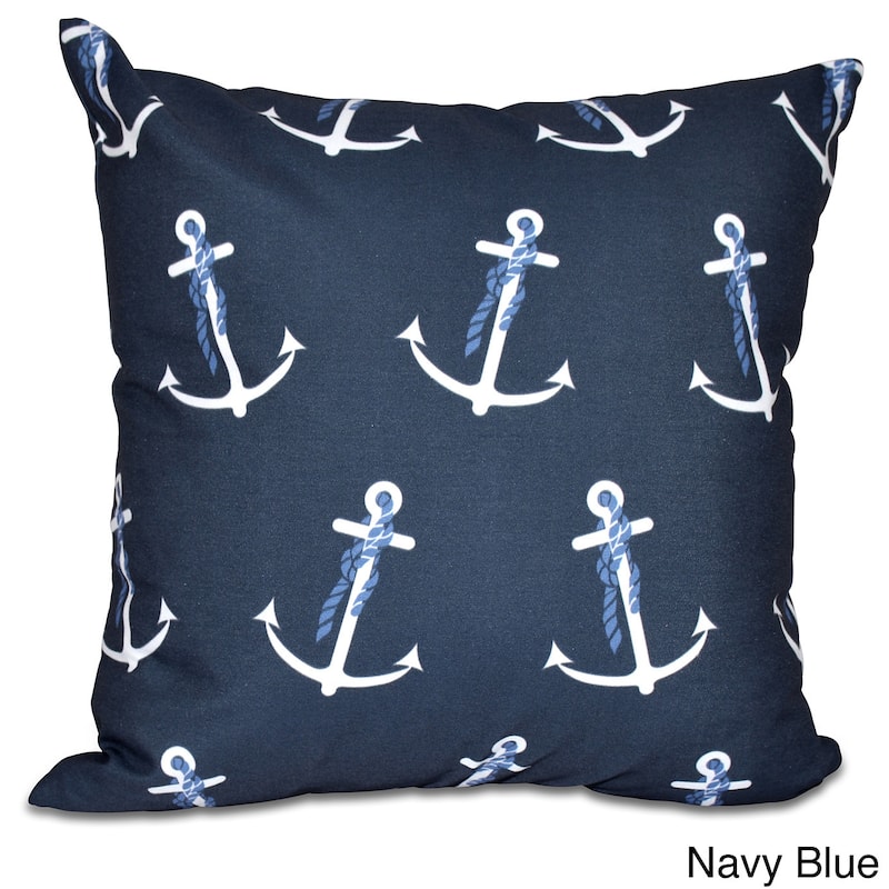 Anchor Whimsy Geometric Print 20 x 20-inch Outdoor Pillow - Navy