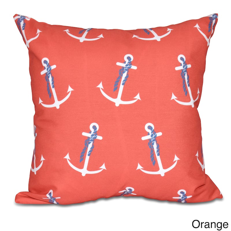 Anchor Whimsy Geometric Print 20 x 20-inch Outdoor Pillow - Orange